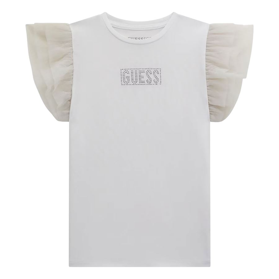 W/mesh Ceremony Ss T-shirt manica corta da bambina Guess Kids | J5RI17/K6YW4G011